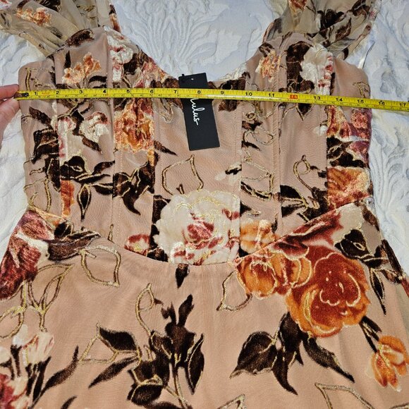 Lulus Composed Beauty Blush Pink Burnout Velvet Floral Midi Dress - NWT, Size S - Picture 6 of 9